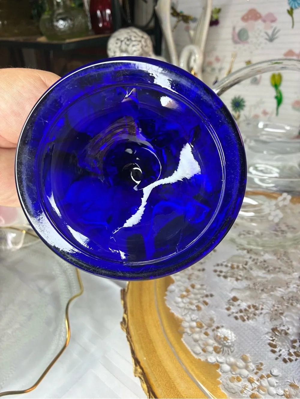 Cobalt Blue Glass Candlestick Pair - Elegant Home Accents